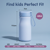 Bouteille isotherme en acier inoxydable de 14 oz avec couvercle de protection, pour enfants, avec paille large, couleur personnalisée