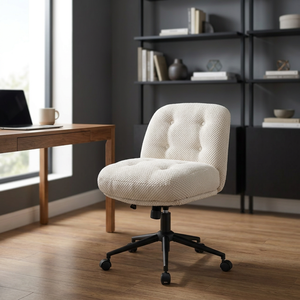 Silla de Oficina Ergonómica de Tela Blanca, Diseño Contemporáneo Rectangular, Base Metálica Giratoria, Ecológica, Duradera y Ligera - Product Image 2