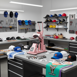 Presse à chaud électrique rose semi-automatique pour casquettes et chapeaux, application HTV, 2 plaques chauffantes - Product Image 2