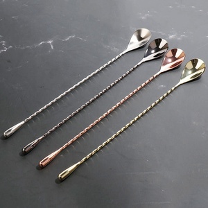 ملعقة خلط كوكتيل طويلة من الفولاذ المقاوم للصدأ 304 بلون ذهبي نحاسي لمجموعات أدوات البارتندر - Product Image 4