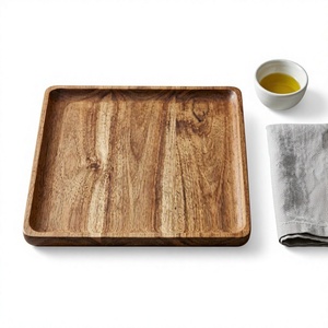Wooden Rectangle Serving <b>Platter</b> Solid Minimalist Design Durable Plate for Kitchen Use - Product Image 1