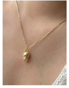 <span class=keywords><strong>Collier</strong></span> tendance pour femme, design mignon <span class=keywords><strong>L</strong></span> a Bu Bu, avec chaîne plaquée or exquise pour un style branché - Product Image 3