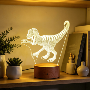 Dreamy Touch Control 7-color USB LED Night Light Wood Grain Base for Children's Party <b>Dinosaur</b> Decoration Bedroom Home Use Gift - Product Image 4
