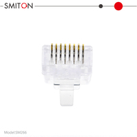 Connecteur mâle RJ45 Cat6 UTP avec placage en cuivre doré et boîtier en PC pour câbles et fils Ethernet 23 AWG