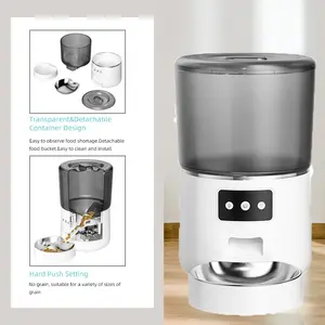 Dispensador inteligente de comida para gatos de 4L, Alimentador automático temporizado para perros y gatos con cuencos de acero inoxidable