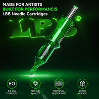 Aiguilles de cartouche de tatouage jetables en acier inoxydable LBB, vertes, professionnelles, pour l'art corporel, qualité OEM, vente en gros, 100 % stérilisées au gaz EO