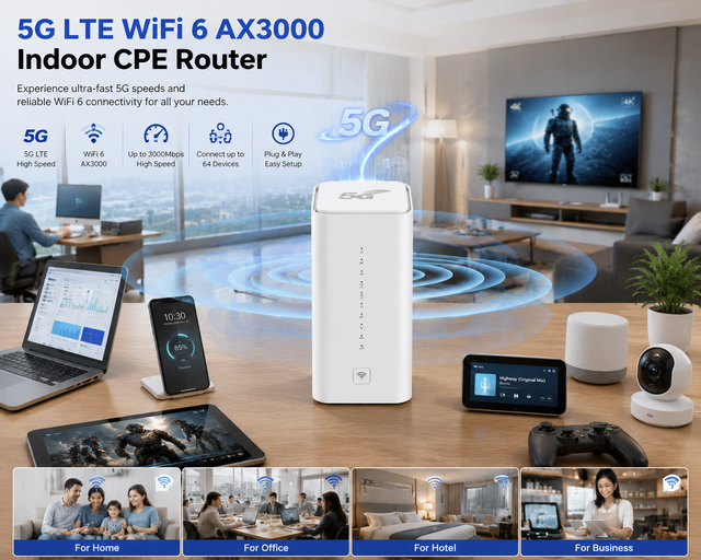 WiFi 6 AX3600 5G LTE Indoor CPE Router Dual Band Gigabit Wireless Router High Speed 3600Mbps 5G Home Office Internet Router