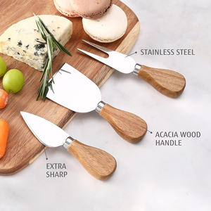 Mini plato para servir queso de madera de acacia de fábrica, juego de tabla de cortar de madera, tabla de queso personalizada, tabla de madera con cuchillo para queso - Product Image 2