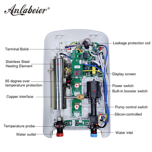 Calentador de Agua Eléctrico Instantáneo sin Tanque de 220V y 5500W con Bomba de Agua Integrada para Baño, Venta al Por Mayor de Fábrica - Product Image 4