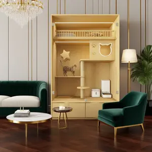 现代大型猫树别墅，带围栏，室内室外猫笼家具，适用于宠物酒店、狗舍、繁殖和家庭使用 - Product Image 3