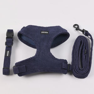 Arnés de perro personalizado de fácil liberación a la moda, chaleco de malla para mascotas, fabricantes, arnés y correa de lujo para perro de pana azul sólido <span class=keywords><strong>XXS</strong></span> - Product Image 1