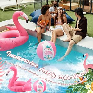 New <b>Inflatable</b> Flamingo Pool <b>Float</b> 45 Inch Giant Pink Flamingo Floatie with Beach Balls Thick PVC Swim Ring Adults Summer - Product Image 5
