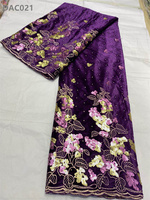 Tissu en dentelle de velours brodé africain, couleur tan nigériane, dentelle brodée pour la confection de robes avec des paillettes, 100% polyester, maille élastique