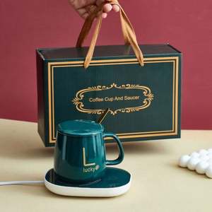 Taza Calentadora Inteligente de Porcelana Fina con Control de Temperatura y Cuchara, Ecológica, para Oficina y Hogar, con Logotipo USB, Ideal para Regalo, para Agua y Café - Product Image 4