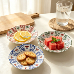 Assiette en céramique ondulée de 4,25 pouces, imprimé feuilles, en porcelaine, pour apéritifs et collations, idéale pour le Ramadan, l'Aïd, la maison, le café et la décoration de table – Approvisionnement direct usine - Product Image 5