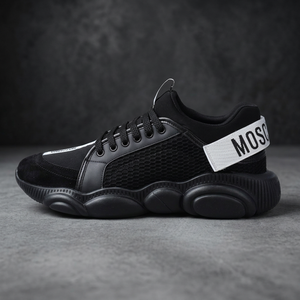 SUPREX ENTERPRISES Sneakers en cuir véritable noir à lacets avec maille camouflage respirante pour hommes, personnalisation des tailles et des couleurs - Product Image 5