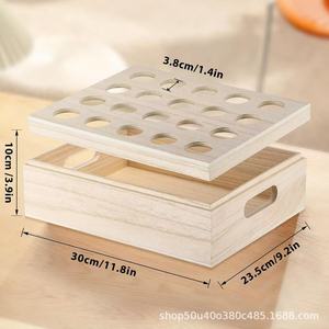 Wooden Egg Storage Box With Lid And Compartments For <b>Kitchen</b> Countertop Fruit Vegetable Organizer Solid Wood Large Capacity - Product Image 3