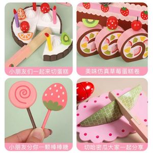 Jouet de cuisine en bois pour enfants, ensemble de gâteaux et d'aliments factices pour anniversaire - Product Image 4