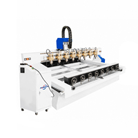 Máquina Fresadora CNC para Madera Jinan Mosencnc 8 de Múltiples Cabezales, Grabado 3D en Madera, Contrachapado, MDF, con 8 Ejes Rotatorios, Servomotor, Guía HIWIN