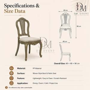 Silla de banquete decorativa de PP con inserción de veta de madera para bodas y eventos al por mayor - Product Image 2