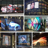 Écran LED transparent 3D extérieur P3.9-7.8 pour mur en verre et publicité vidéo en magasin