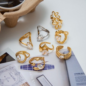 ชุดชุบทอง18K ทำจากสเตนเลสที่ทันสมัยแหวนเปิดรูปทรงกลมสำหรับเจ้าหญิง - Product Image 2