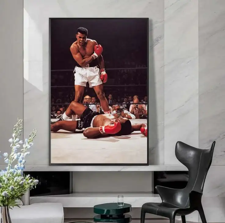 Póster de pintura en lienzo con estampado HD de Club de Lucha, imagen inspiradora para gimnasio, pintura en lienzo con imagen de Mamad Ali Boxing Beats oversadores
