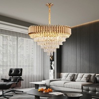 Lustre en cristal moderne de luxe contemporain en or pour l'éclairage de la salle de séjour de la villa