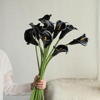 Bunga Calla Lily PU Buatan dari Plastik Lembut, Batang Bunga Kuning, Tahan Air, Buatan Tangan, Dekorasi Pernikahan & Rumah