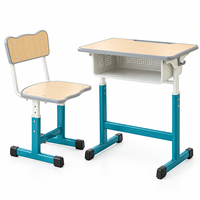 Bureau et chaise d'école réglables avec plateau facile à nettoyer et structure thermolaquée pour les élèves