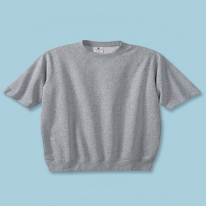 <span class=keywords><strong>Felpa</strong></span> da <span class=keywords><strong>Uomo</strong></span> di Alta Qualità, Slim Fit, 100% Cotone Felpato, Traspirante, Ecologica, Collo Tondo, Manica Corta, Invernale, Grigia, Tinta Unita - Product Image 3