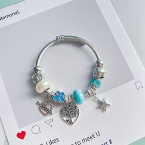 Bracelet à breloques en titane Panjia Fashion Explosion, motif végétal, pendentif Arbre de Vie, électroplaqué, bijoux <span class=keywords><strong>haut</strong></span> de gamme pour le bureau/<span class=keywords><strong>la</strong></span> carrière - Product Image 5