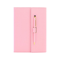 Cuaderno Tri-Fold A5 Color Pastel Macaron con Portaplumas, Set de Regalo, Cubierta de Papel PU