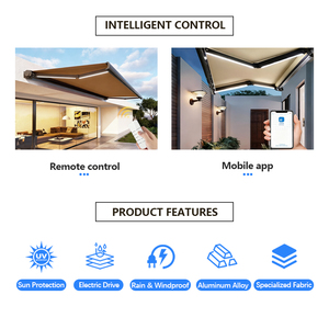 Auvent rétractable motorisé haut de gamme, commande intelligente, auvent à cassette complète pour cour - Product Image 3