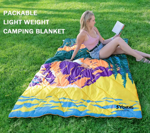 Pique-nique de voyage léger en nylon personnalisé 20D chaud et imperméable à l'eau en duvet recyclé couverture gonflée de camping avec logo - Product Image 2