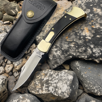 Couteau pliant de poche de qualité industrielle avec lame en acier 440C et manche en bois, idéal pour la défense personnelle, le camping, la survie, la chasse et la pêche.