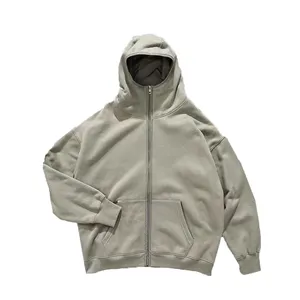 High quality men's zipper hoodie 350g plus fleece hoodie ribbed cuff hoodie