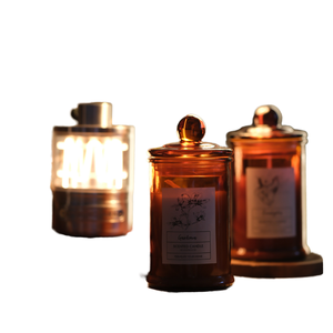 Bán Buôn Tùy Chỉnh Nhãn Hiệu Riêng Nhà Hương Thơm Hổ Phách Rỗng Lọ Thủy Tinh Nến Đứng Trung Quốc Thơm Nến Nắp Valentine Của Ngày - Product Image 1