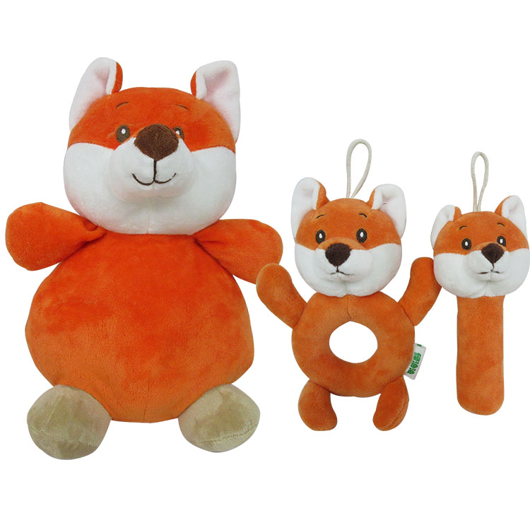 Plush Rattle Toy Fox Stuffed Animal Hand bells Plush Baby Rattle Toy