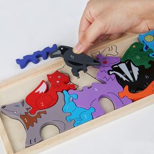 Juego de Pensamiento Lógico de Madera, Números, Transporte, Animales, Bloques Educativos, Tablero de Clavijas, Rompecabezas 3D - Product Image 4