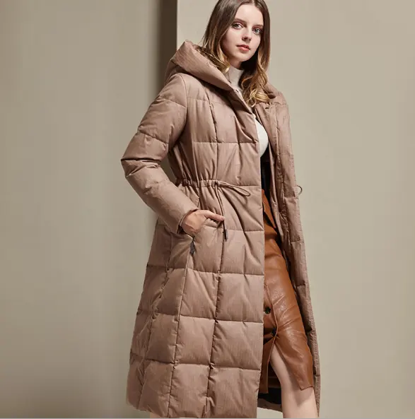 Hot Sale Winter New Lady Long Coat With Hat Warm Female Down Coat Jacket