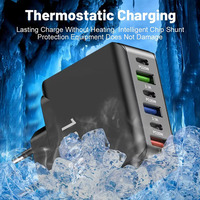 Chargeur mural 120W USB PD, adaptateur de voyage multi-ports 3USB+3PD, charge rapide pour ordinateur portable/appareil photo/écouteurs, prise EU/US/UK