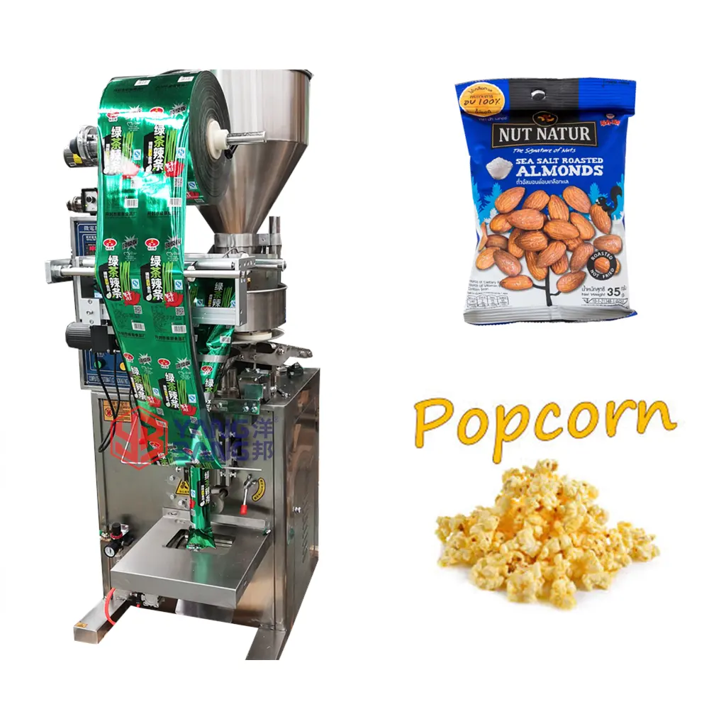 JB-150K Automatische beutel popcorn/muttern/chips verpackung maschine mit tasse volumen füllstoff