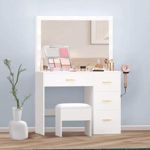 Bureau de maquillage moderne en verre blanc <span class=keywords><strong>pas</strong></span> <span class=keywords><strong>cher</strong></span> avec miroir <span class=keywords><strong>LED</strong></span> - Product Image 3