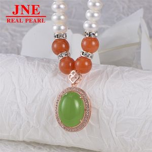 Cadeau pour la fête des mères, perle d'eau douce naturelle avec incrustation d'argent, pendentif en jade naturel de Hotan, lumière intense, légèrement imparfait, 7-8 - Product Image 4