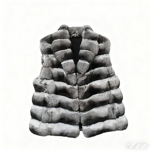 여성용 럭셔리 친칠라 퍼 베스트 추운 날씨를 위한 따뜻한 겨울 민소매 아우터웨어 - Product Image 1