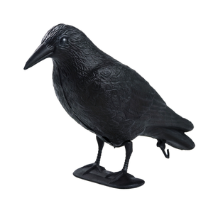 Support d'effaroucheur d'oiseaux de jardin en plastique noir avec ornement de leurre de corbeau pour les tactiques de peur et la chasse - Product Image 1