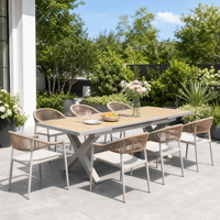 Ensemble de table à manger extensible en aluminium de style nordique moderne de qualité supérieure, chaises empilables, 8 places, ensemble de meubles de patio extérieur