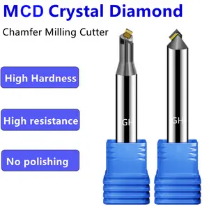 Milling Cutter For Aluminium High Gloss Diamond Chamfering Milling Cutter MCD Diamond Chamfer End Mill Tools For Acrylic Aluminum Brass