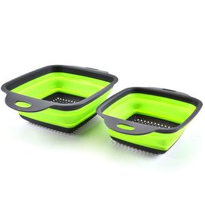 سلة تخزين بلاستيكية مستطيلة قابلة للطي للمنزل مع غطاء، تصميم عصري صديق للبيئة، حاوية تصريف للمطبخ للفواكه والخضروات - Product Image 6